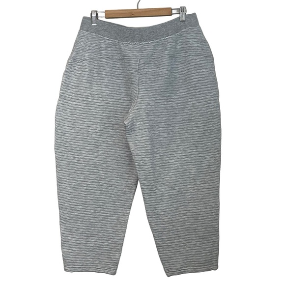 Athleta Womens Ribbed Textured Cropped Pull-On SweatPant Size L Gray High Rise - Picture 2 of 11